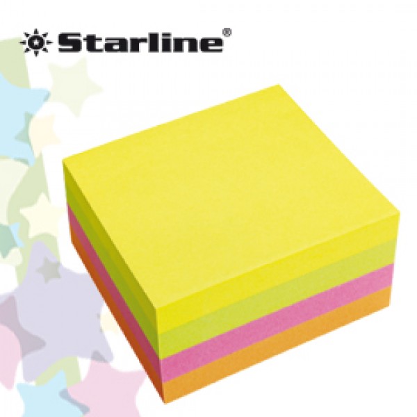 CUBO BIGLIETTI ADESIVI ASSORT.NEON 75X75mm 320fg 70gr Starline