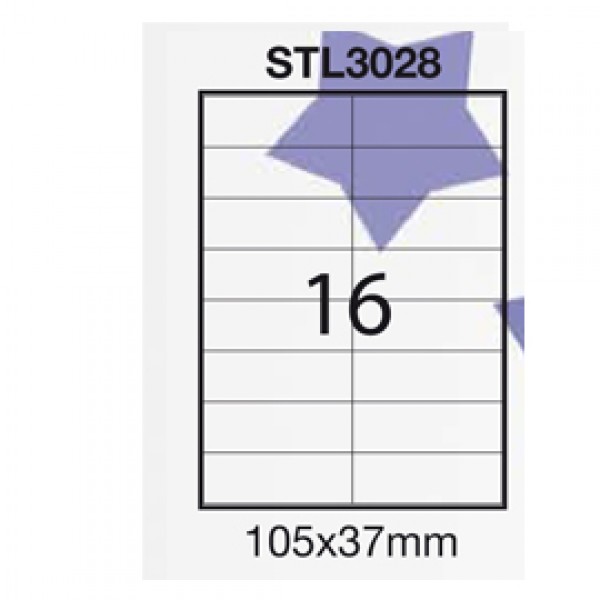 Etichetta adesiva bianca 100fg A4 105x37mm (16et/fg) STARLINE