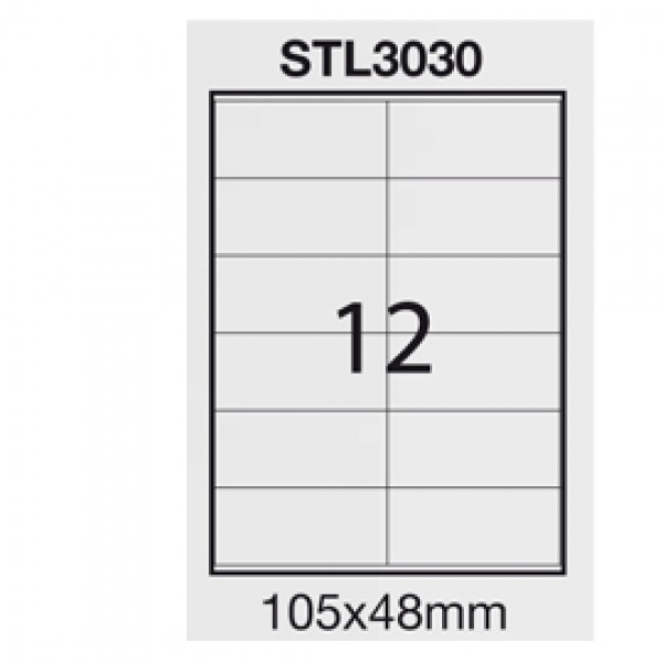 Etichetta adesiva bianca 100fg A4 105x48mm (12et/fg) STARLINE