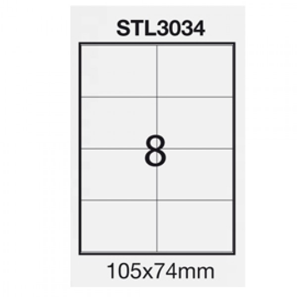 Etichetta adesiva bianca 100fg A4 105x74mm (8et/fg) STARLINE