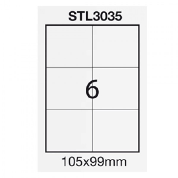 Etichetta adesiva bianca 100fg A4 105x99mm (6et/fg) STARLINE