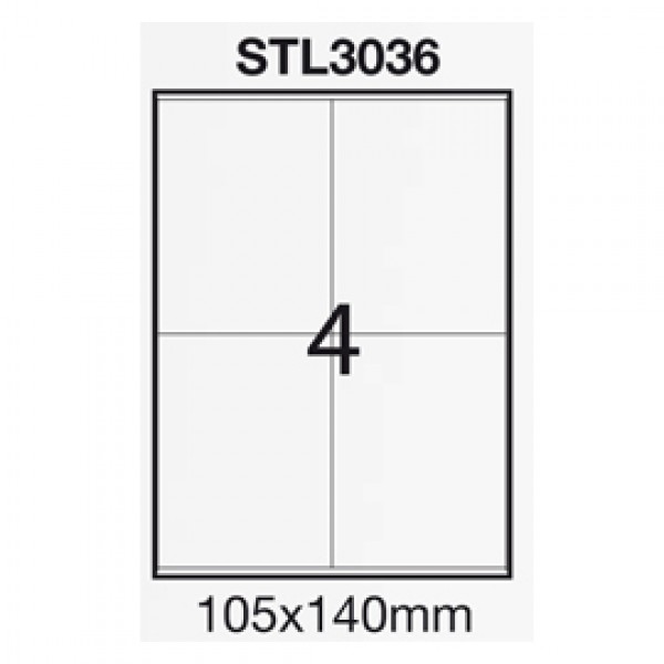 Etichetta adesiva bianca 100fg A4 105x140mm (4et/fg) STARLINE