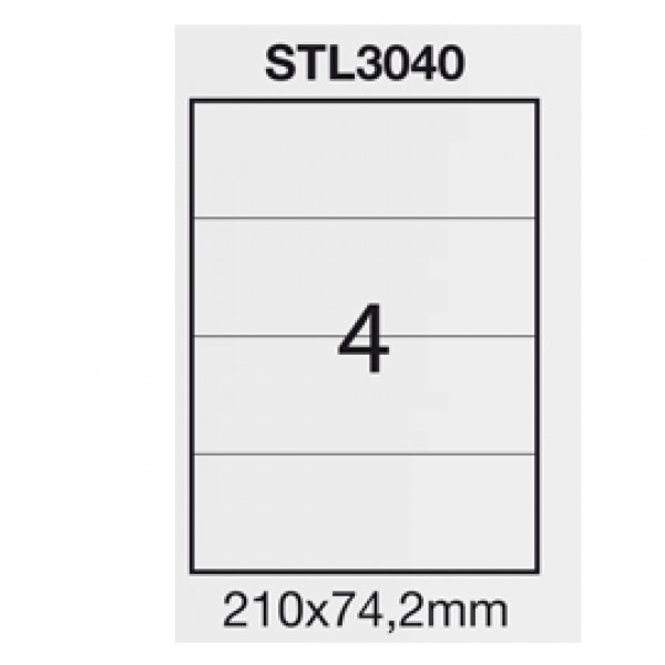 Etichetta adesiva bianca 100fg A4 210x74,2mm (4et/fg) STARLINE