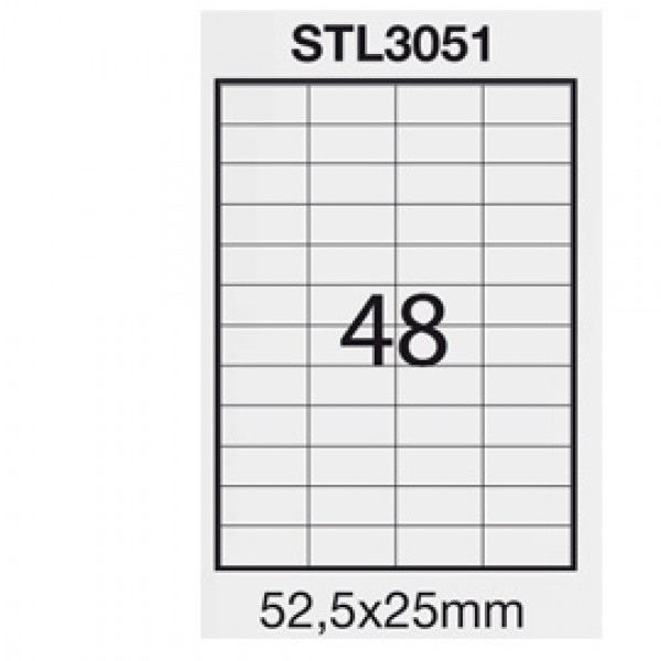 Etichetta adesiva bianca 100fg A4 52,5x25mm (48et/fg) STARLINE