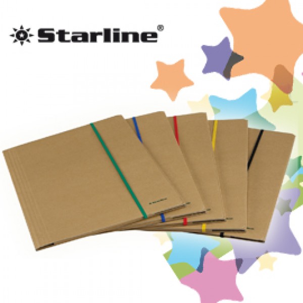 CARTELLINA 3 LEMBI 25X35 CARTONE FSC C/ELASTICO PIATTO 5MM STARLINE