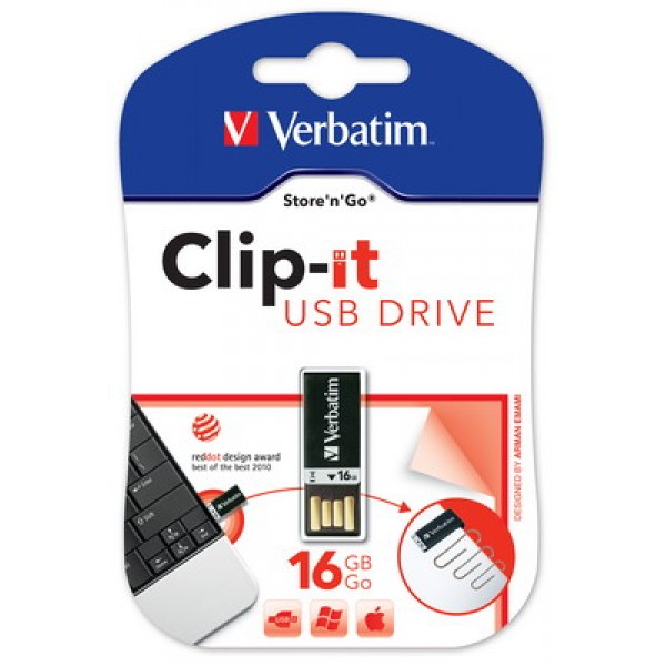 USB 2.0 STORE 'N' GO CLIP-IT USB DRIVE 16GB BLACK