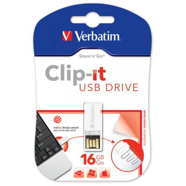 USB 2.0 STORE 'N' GO CLIP-IT USB DRIVE 16GB WHITE